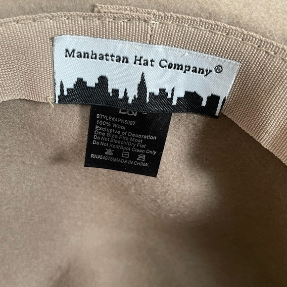 Manhattan Hat Company Wool Fedora Hat BOHO CITY CHIC Taupe Detail adjustable - Picture 4 of 15